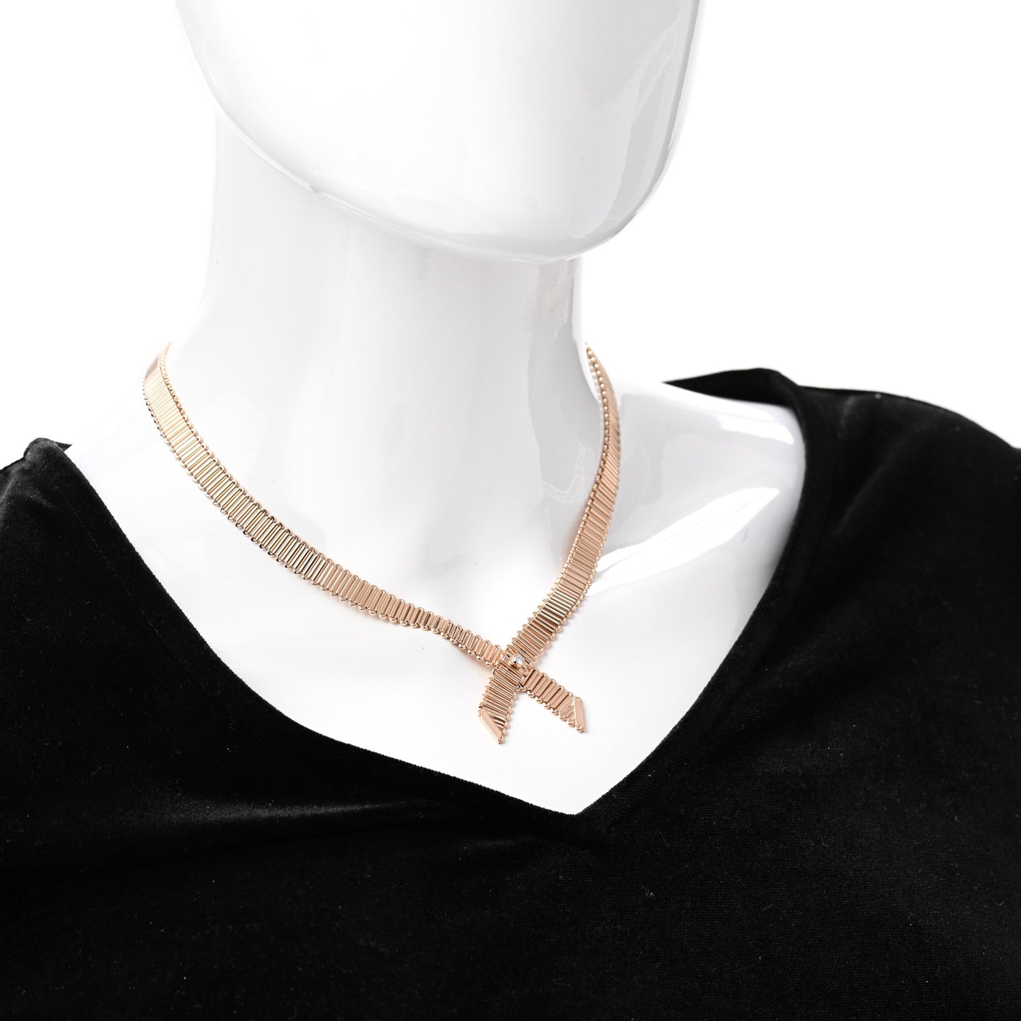 18K Rose Gold Diamond .10ctw Ribbon Crossover Necklace