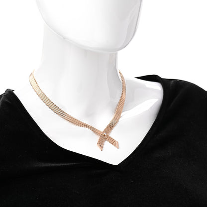 Tiffany 18K Rose Gold Diamond .10ctw Ribbon Crossover Necklace 2 of 6