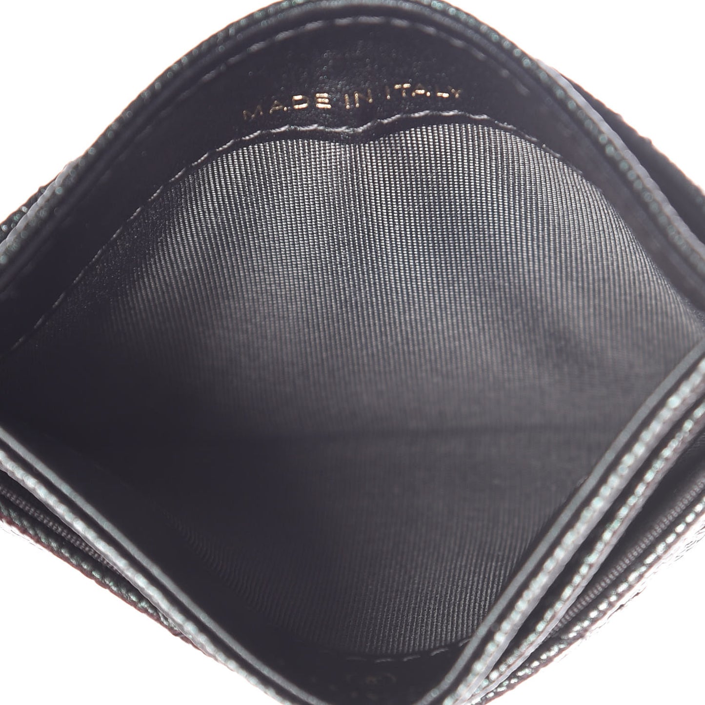 Iridescent Caviar Quilted Card Holder Black