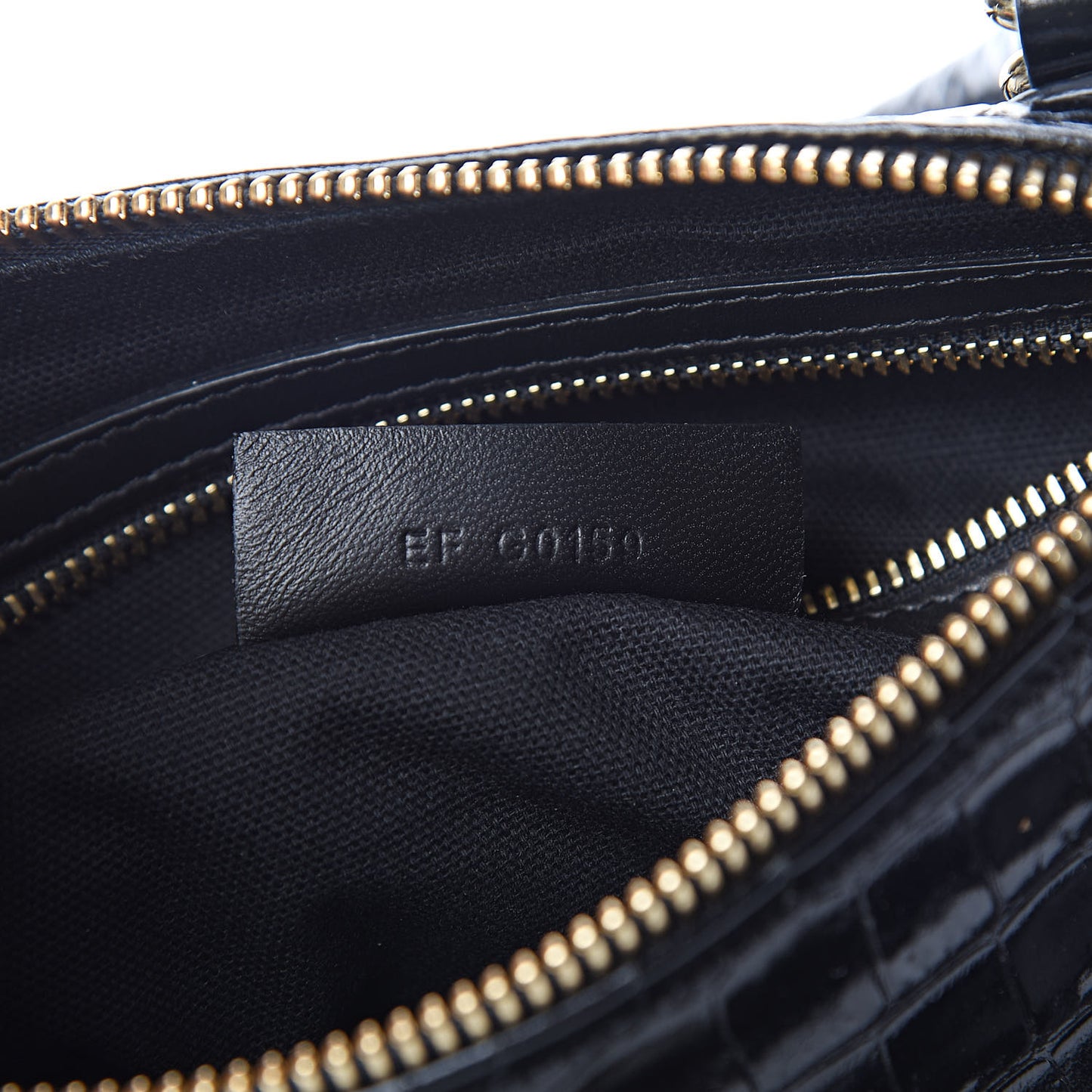 Calfskin Crocodile Embossed Small Pandora Black
