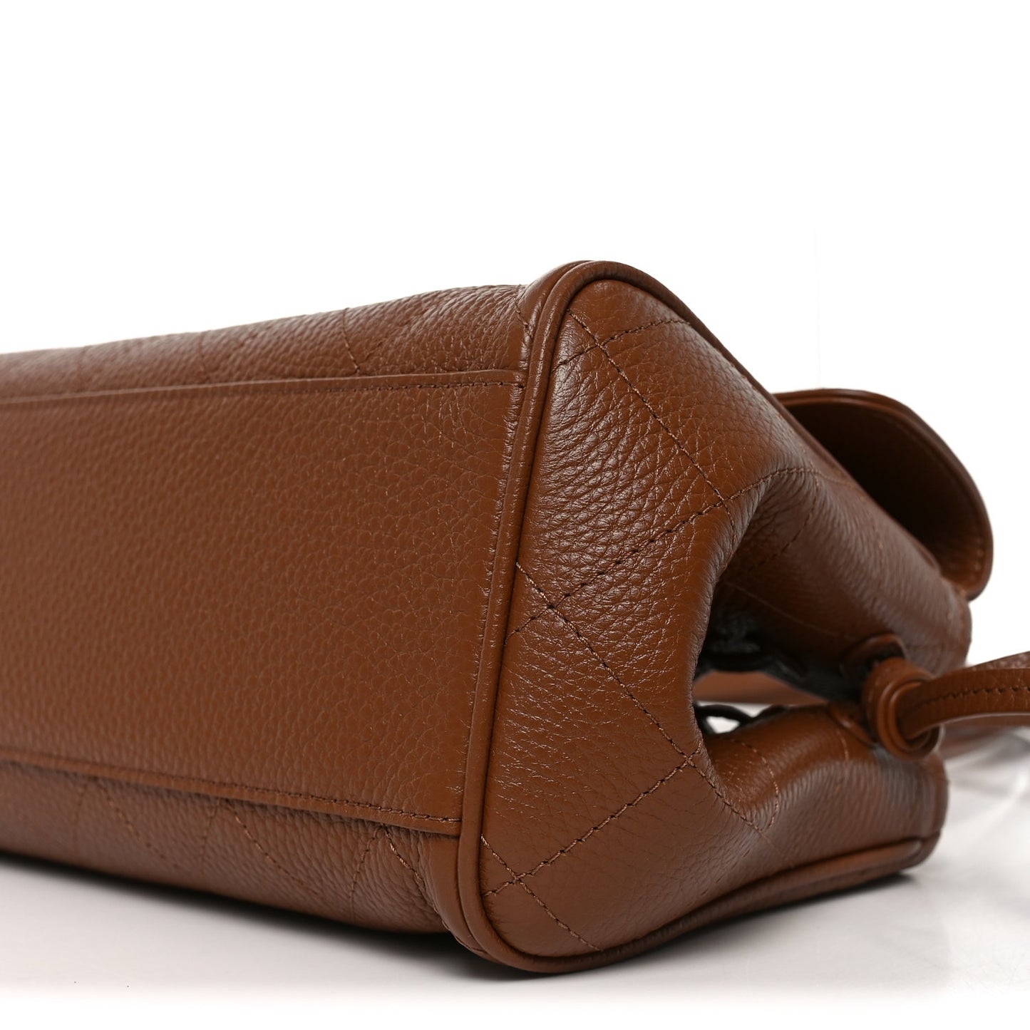 Grained Calfskin Stitched Urban Essentials Small Shopping Bag Camel