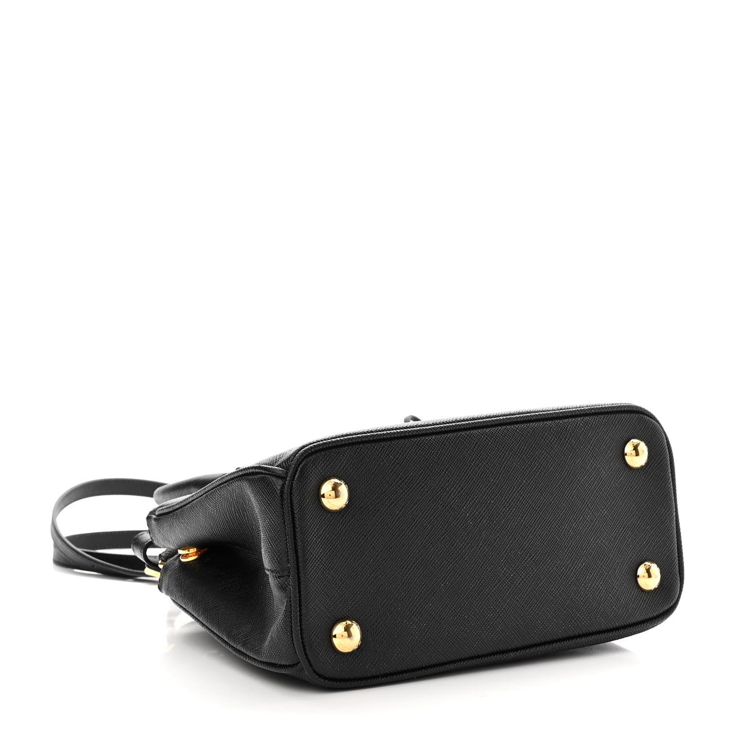 Saffiano Lux Mini Galleria Double Zip Tote Black