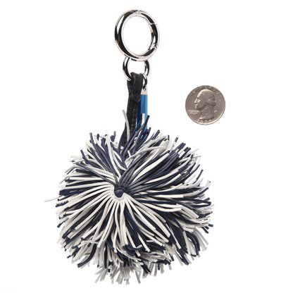 Fendi Calfskin Faces Fringe Bag Bug Charm Blueberry Bianco 2 of 3