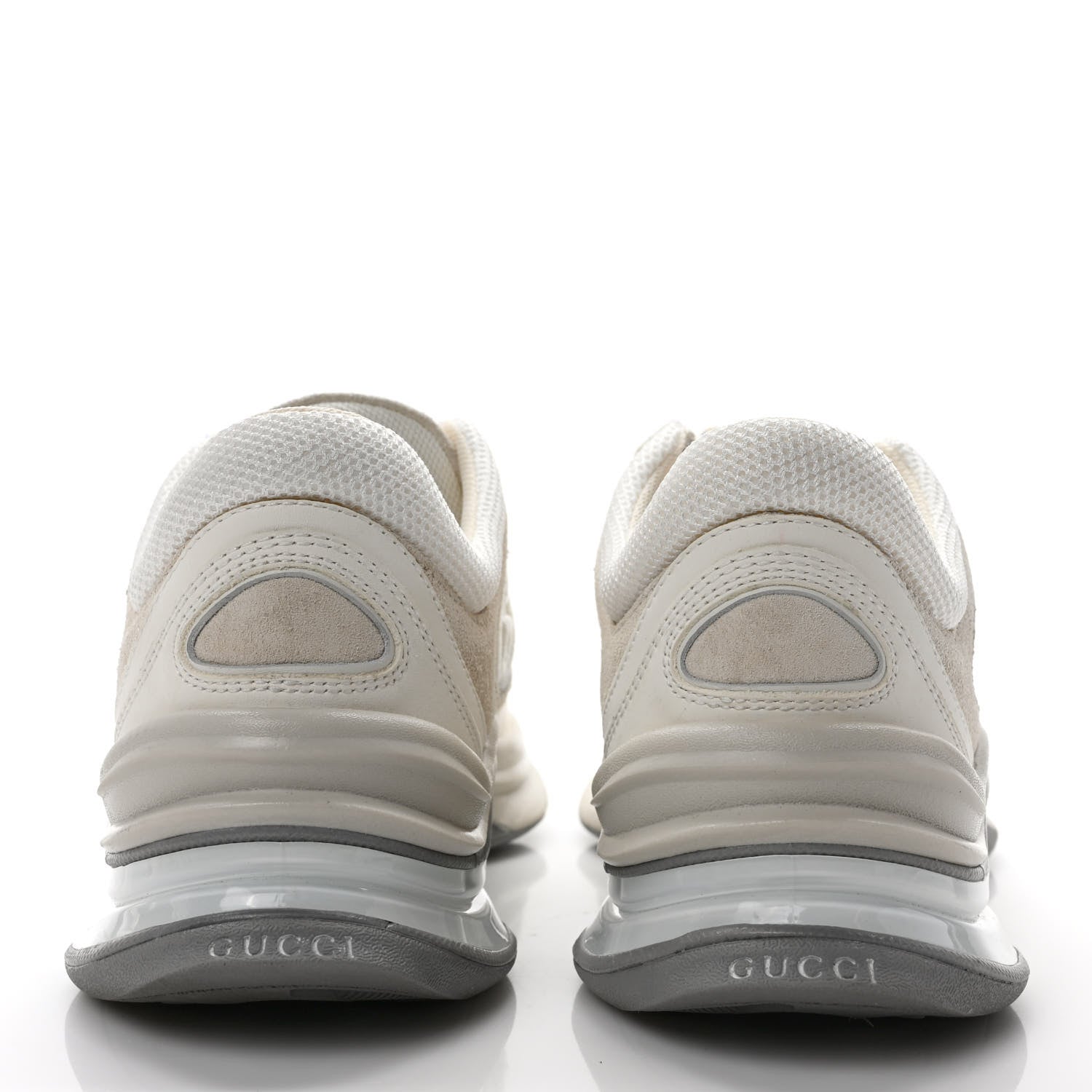 Gucci Technical Knit Fabric Suede Calfskin Womens Gucci Run Sneakers 36 Off White Grey 5 of 9