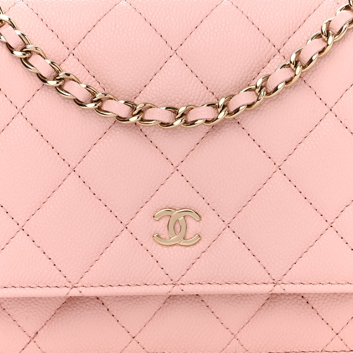 Chanel Caviar Quilted Wallet on Chain WOC Light Pink 9 of 13