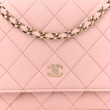 Chanel Caviar Quilted Wallet on Chain WOC Light Pink 9 of 13