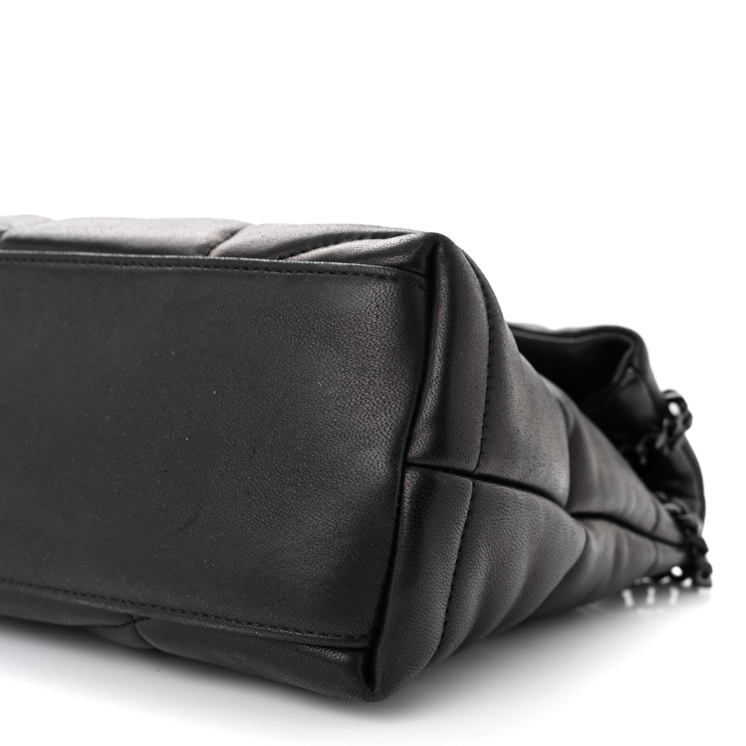 Saint Laurent Lambskin Quilted Monogram Monochrome Small Loulou Puffer Chain Satchel Black 10 of 11