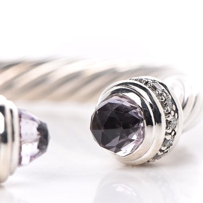 David Yurman Sterling Silver Diamond Amethyst 7mm Cable Classics Bracelet 5 of 6