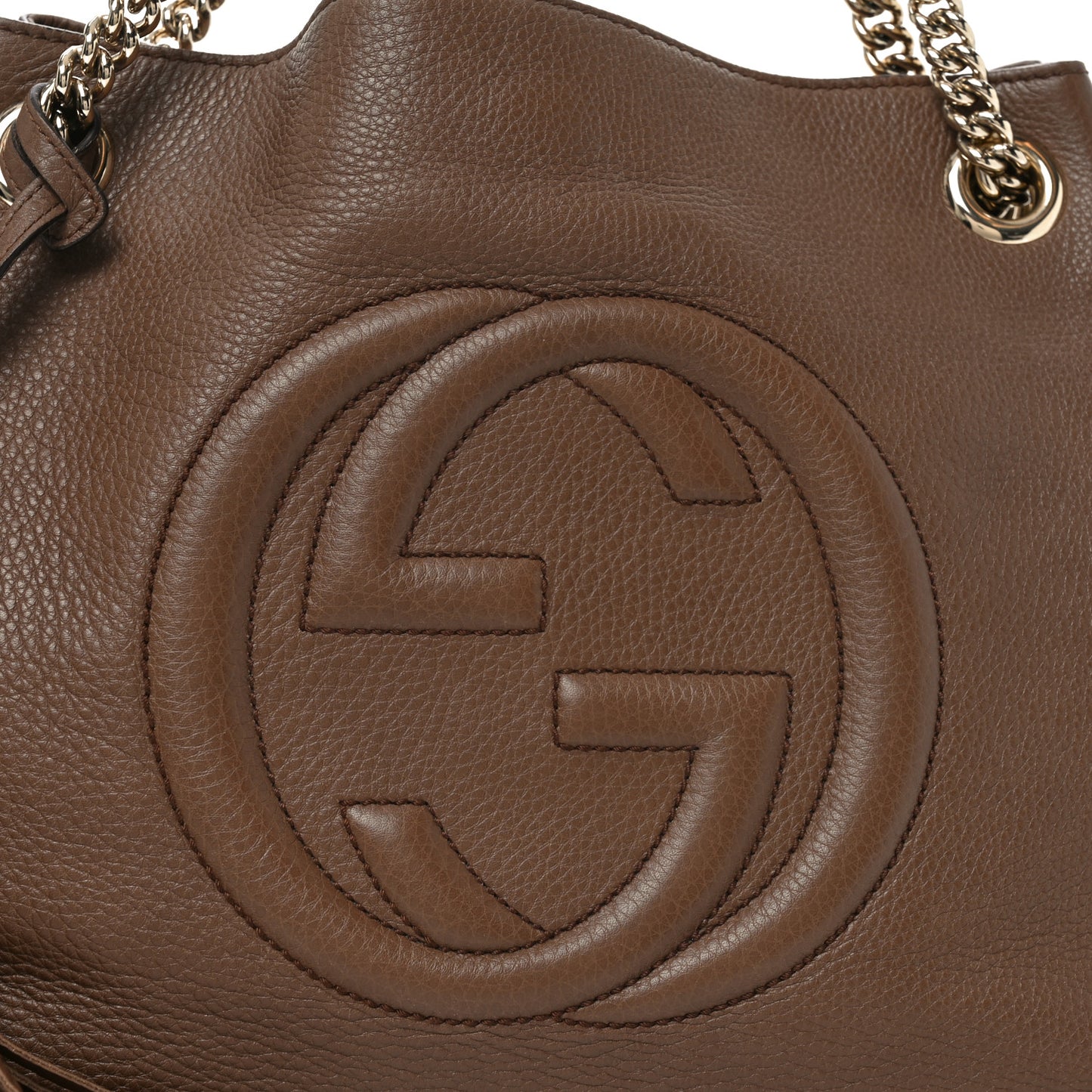 Pebbled Calfskin Medium Soho Chain Shoulder Bag Maple Brown