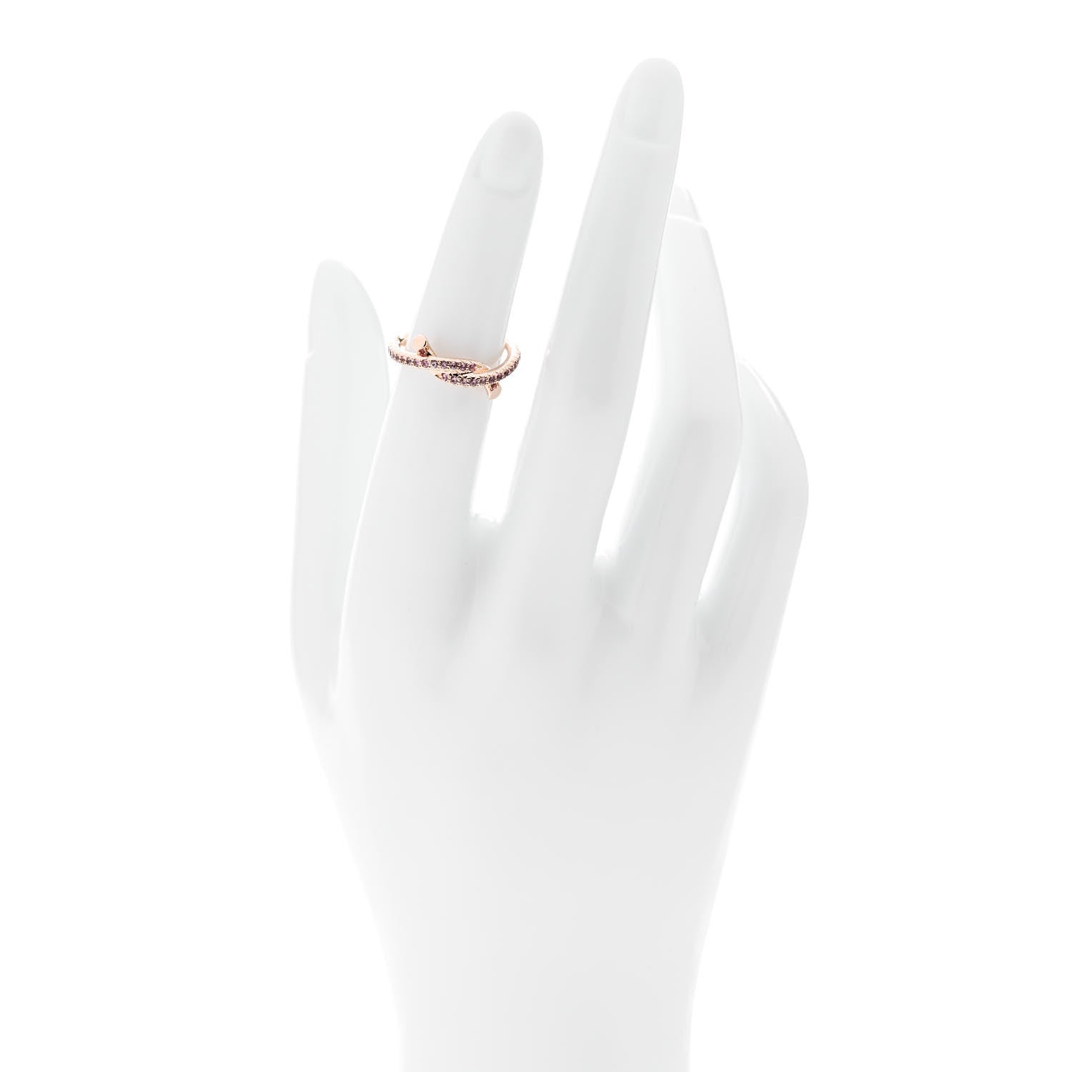 Cartier 18K Pink Gold Pink Sapphire Entrelaces Ring 48 4.5 2 of 6