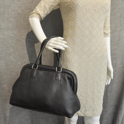 Fendi Calfskin Romano Selleria Adele 1328 Black 3 of 8