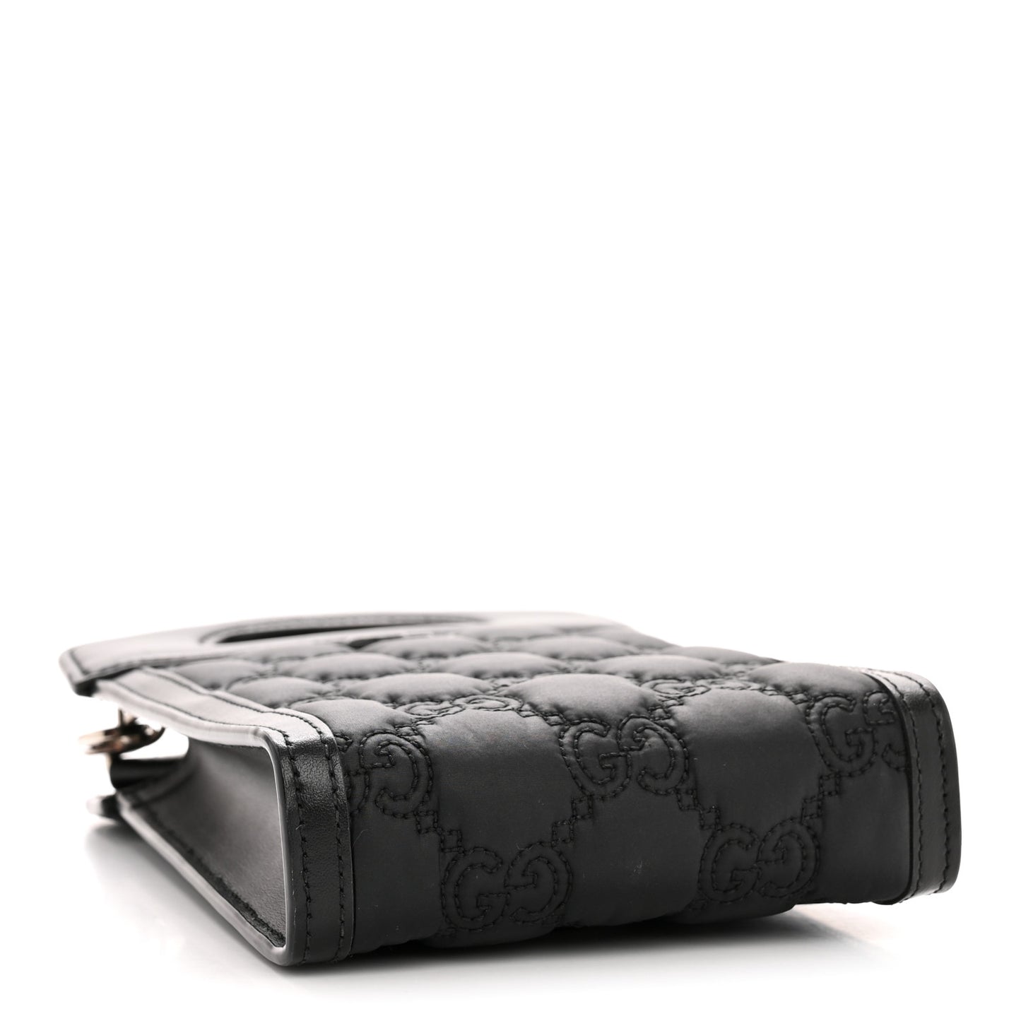 Nylon Calfskin Enamel GG Matelasse Mini Top Slip Handle Crossbody Bag Black