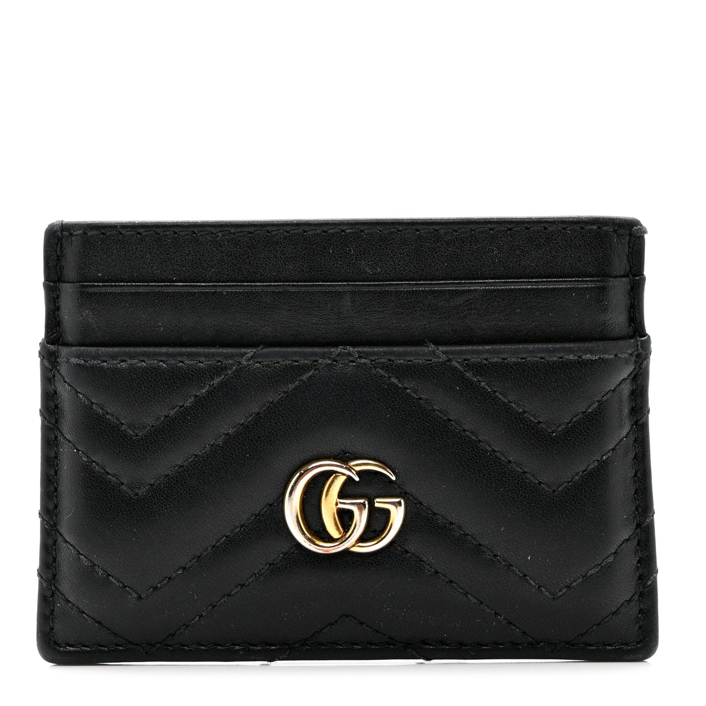 Calfskin Matelasse GG Marmont Card Holder Black