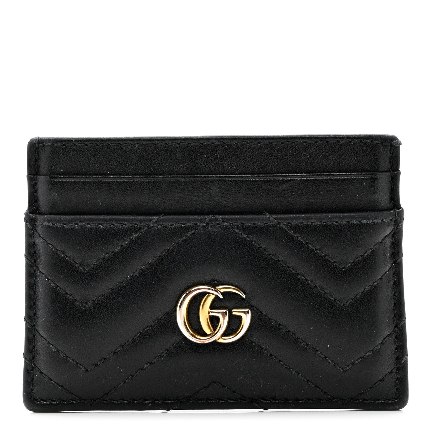 Gucci Calfskin Matelasse GG Marmont Card Holder Black 1 of 8