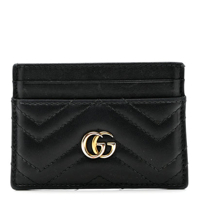 Gucci Calfskin Matelasse GG Marmont Card Holder Black 1 of 8