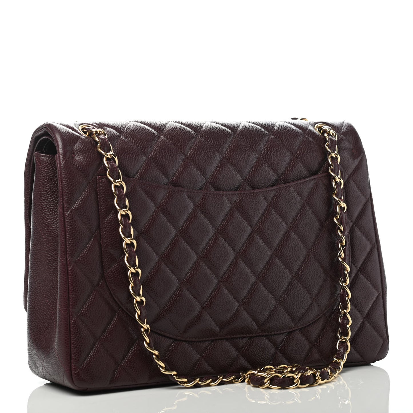 Caviar Quilted Maxi Double Flap Burgundy