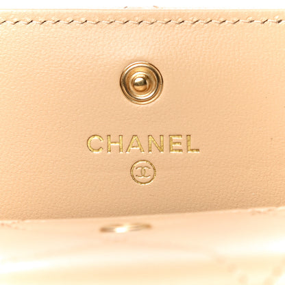 Chanel Shiny Goatskin Quilted Chanel 19 Flap Card Holder Beige 6 of 12