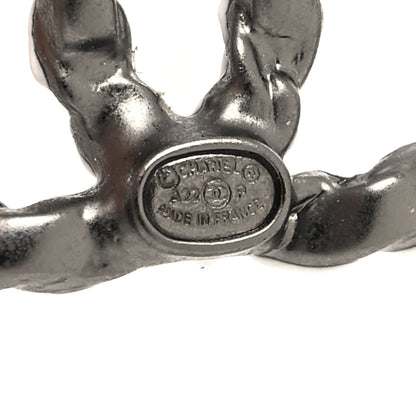 Chanel Lambskin Chain CC Earrings Silver Grey 4 of 4