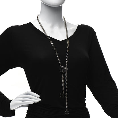 Chanel Enamel CC Chain Necklace Belt Silver Black 2 of 4