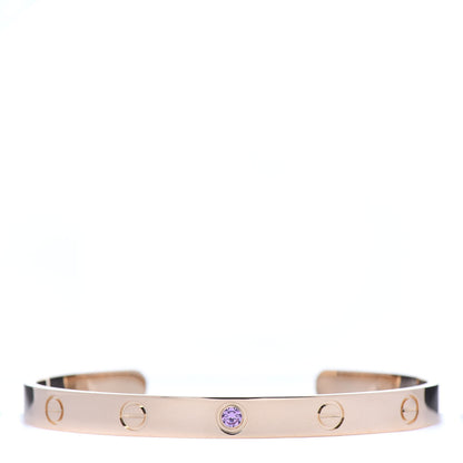 Cartier 18K Pink Gold Pink Sapphire LOVE Cuff Bracelet 18 1 of 6