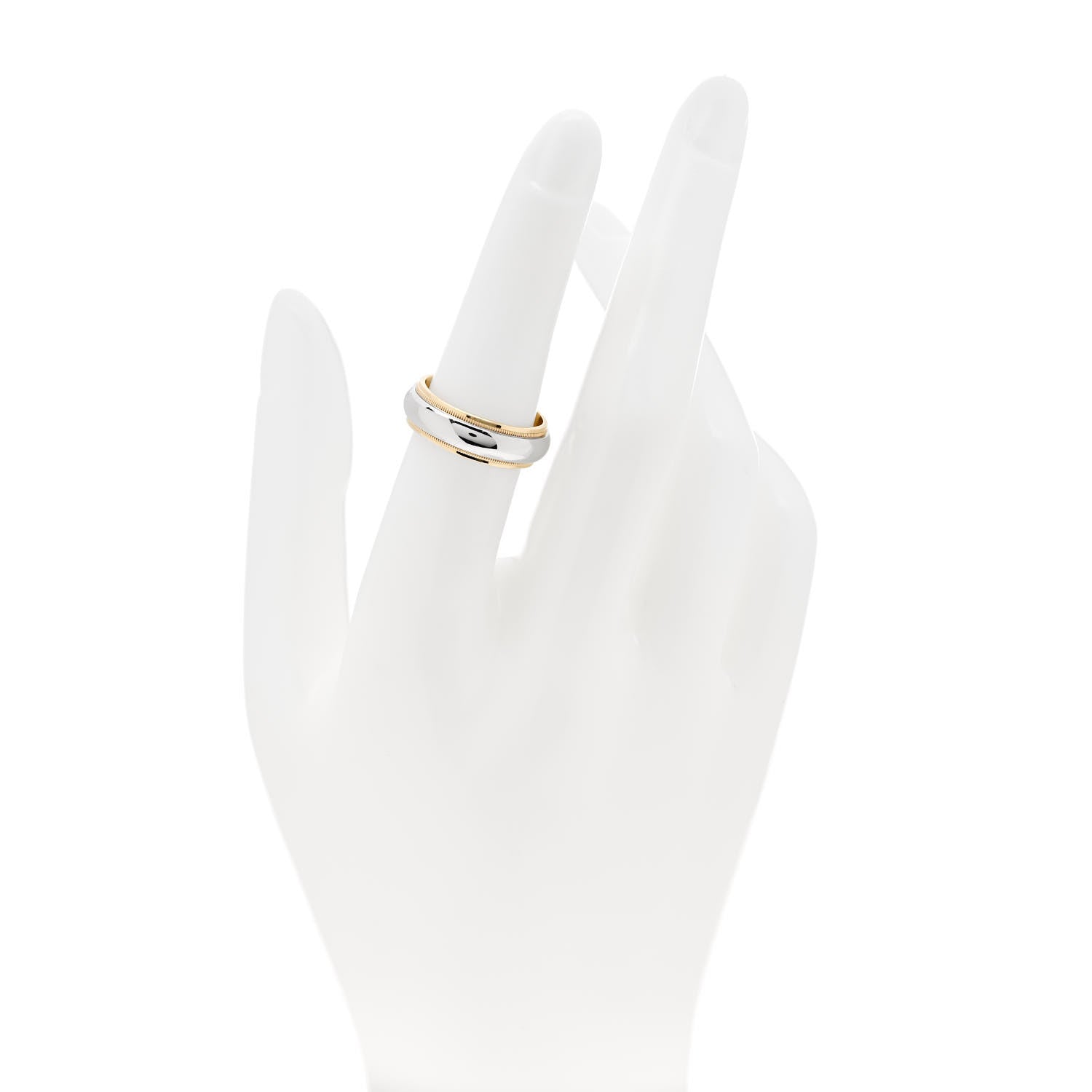 Tiffany Platinum 18K Yellow Gold 6mm Together Milgrain Wedding Band Ring 53 6.25 2 of 5