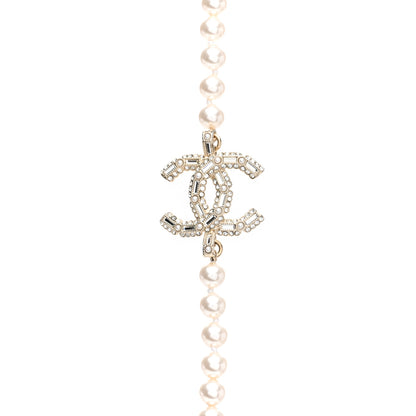 Chanel Pearl Baguette Crystal CC Long Necklace Gold 4 of 6