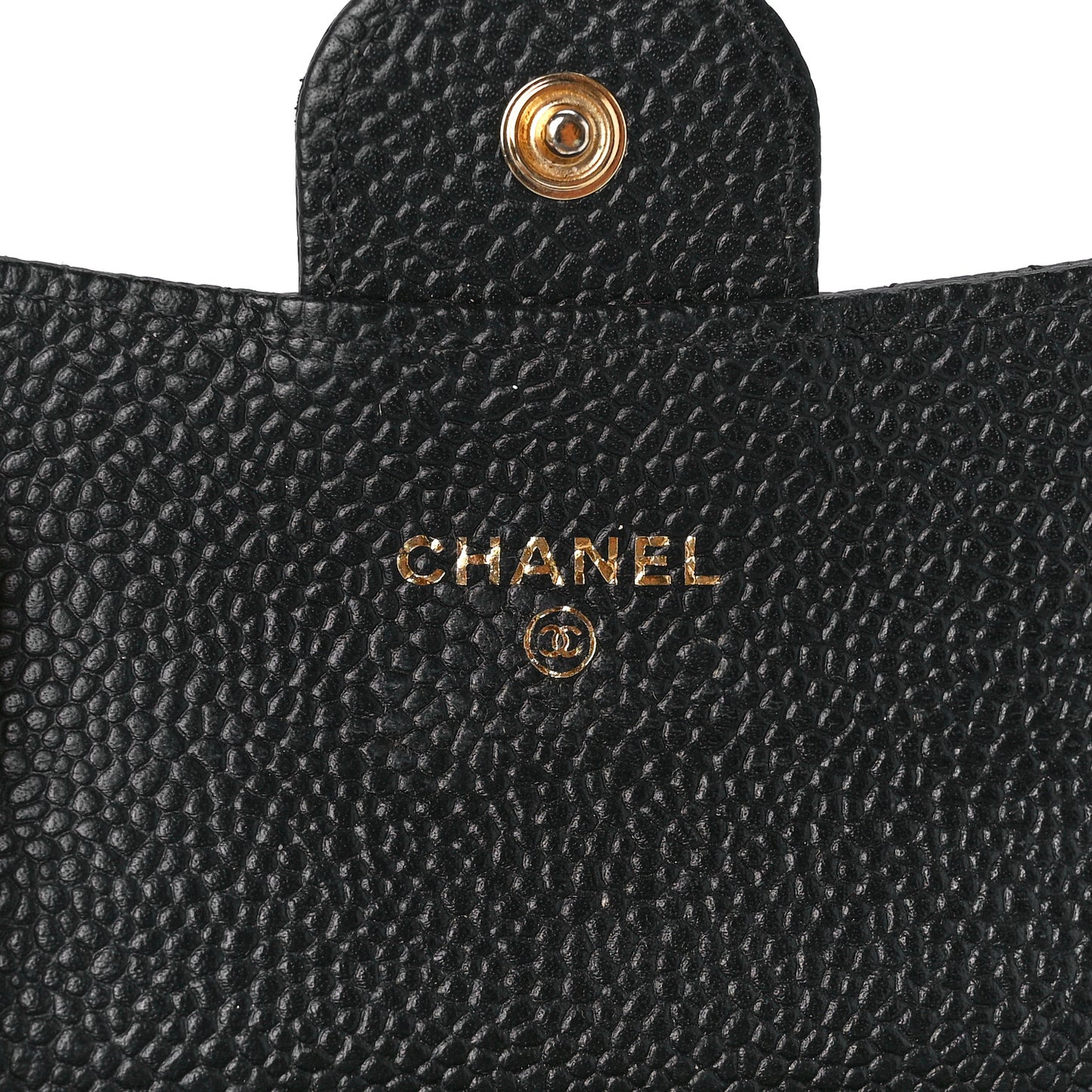 Caviar Quilted Flap Card Holder Wallet Black