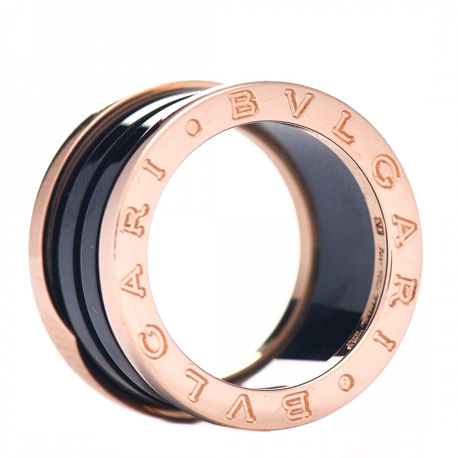 Bulgari 18K Rose Gold Black Ceramic B.Zero1 Four-Band Ring 50 5.5 4 of 5
