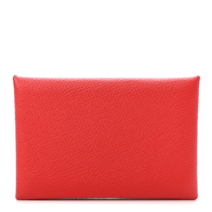 Hermes Evercolor Calvi Card Case Rouge De Coeur 1 of 4