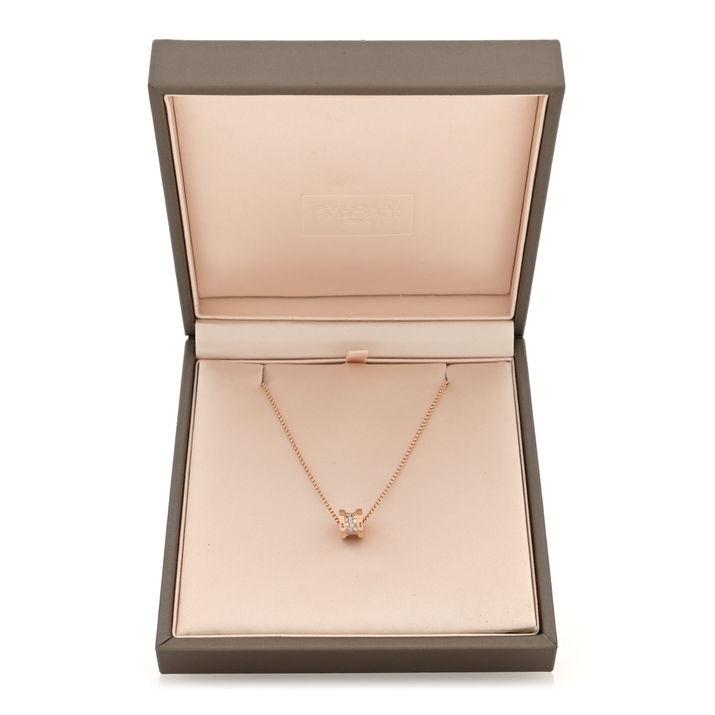 18K Rose Gold Diamond Small B.Zero1 Pave Pendant Necklace