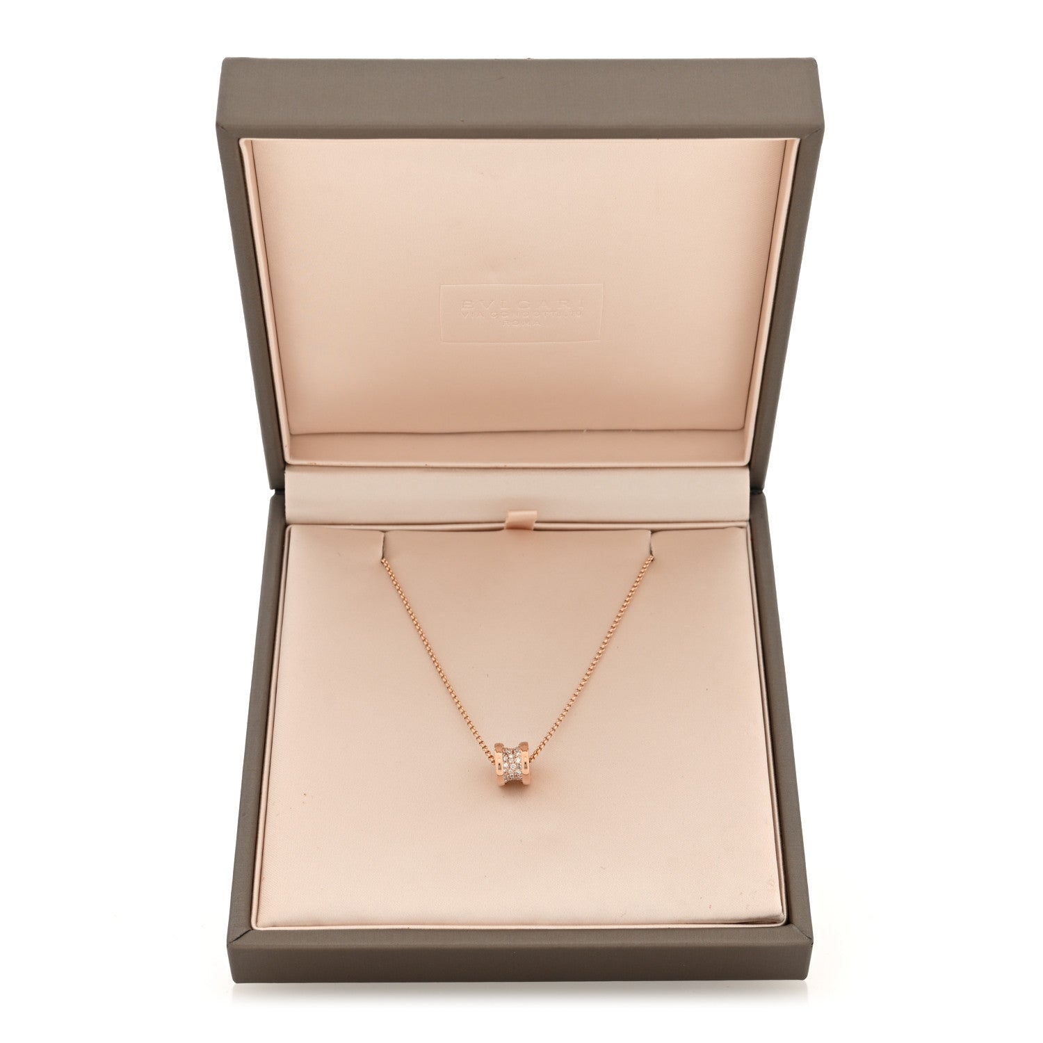 Bulgari 18K Rose Gold Diamond Small B.Zero1 Pave Pendant Necklace 6 of 6