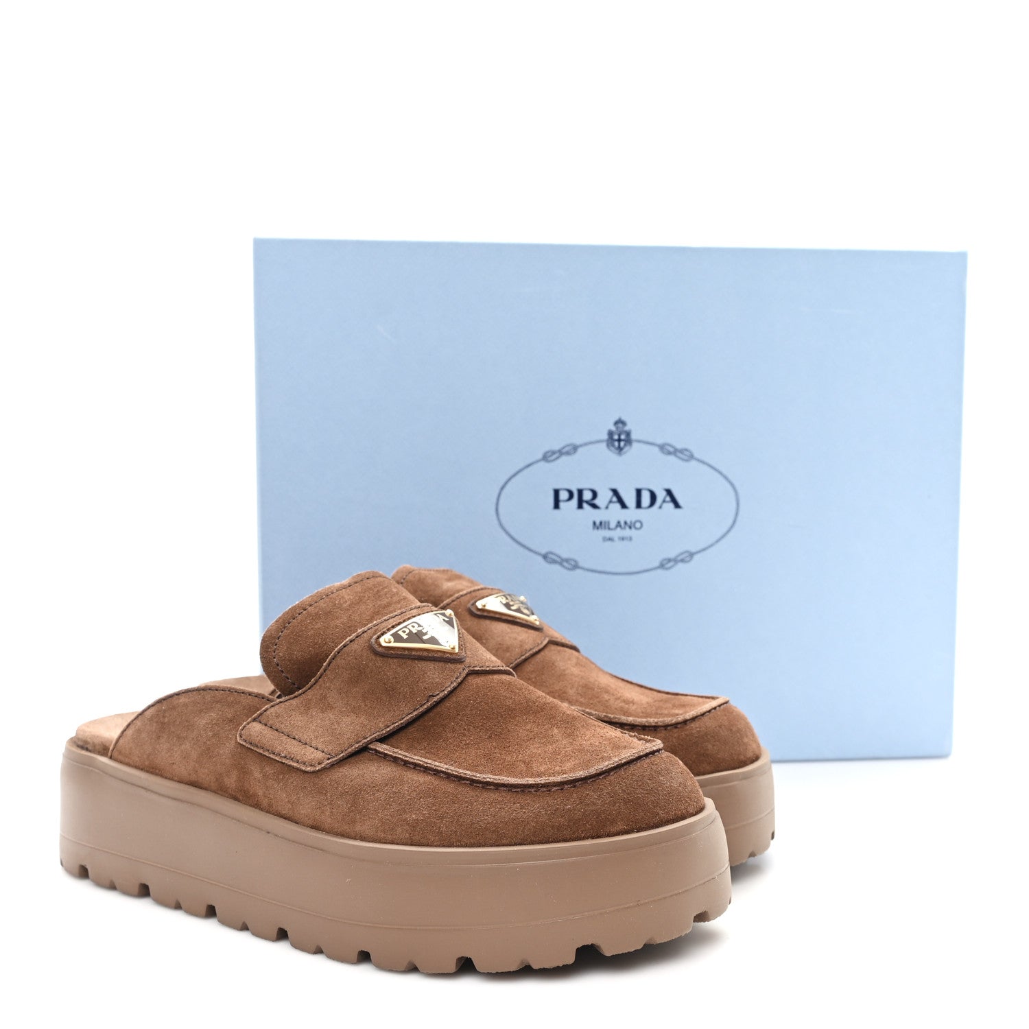Prada Suede Scamosciato Flatform Mules 39 Cacao 1820108 – FASHIONPHILE