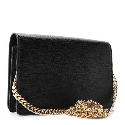 Gucci Textured Calfskin Script Logo Wallet On Chain Black 2 of 9