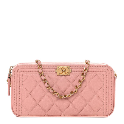 Chanel Caviar Quilted Small Boy Clutch With Chain Pink 1 of 14