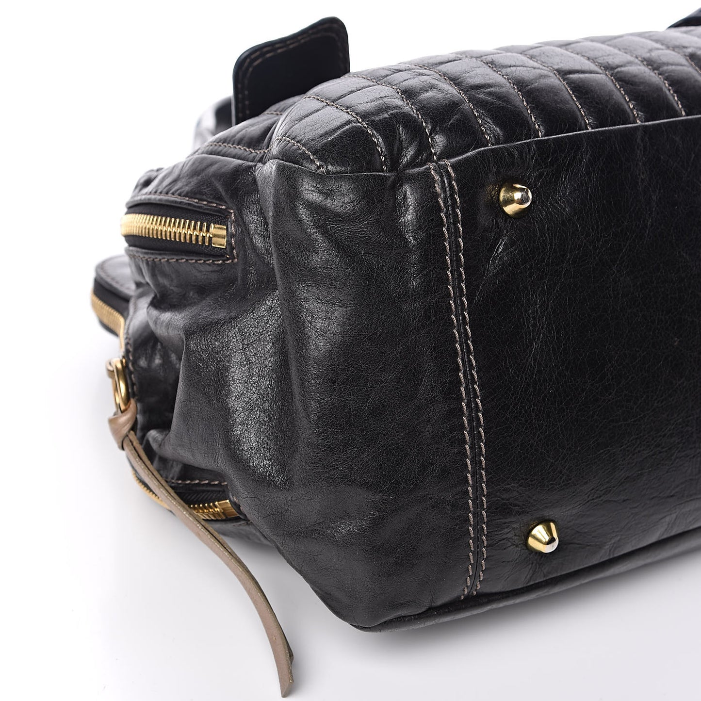 Calfskin Quilted Large Bay Tote Black