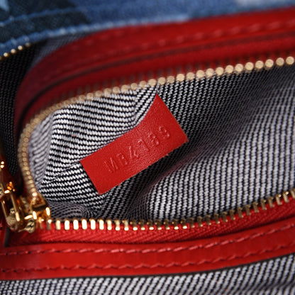 Louis Vuitton Denim Damier Monogram Patchwork Speedy Bandouliere 30 Blue Rouge 8 of 12