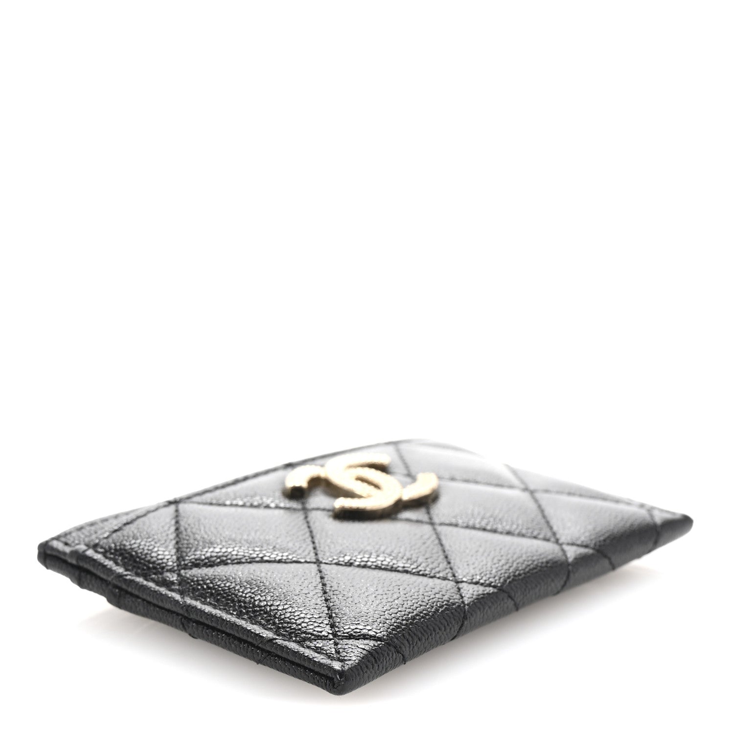 Chanel Caviar Quilted Studded CC Card Holder Black 4 of 9