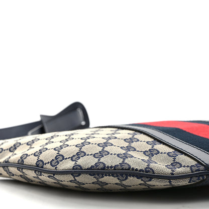 Gucci Monogram Vintage Web Medium Half Moon Hobo Navy 8 of 9