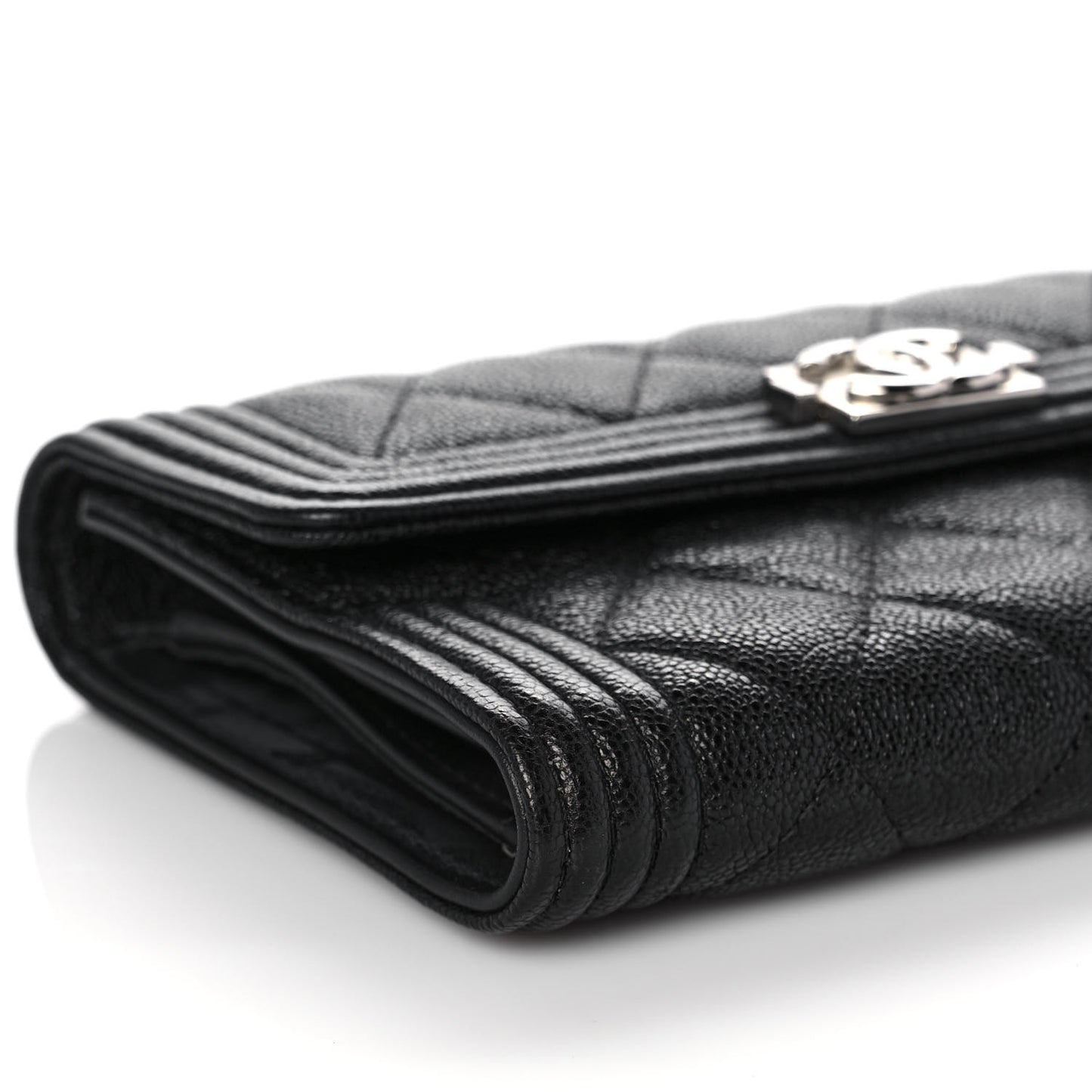 Caviar Quilted Medium Boy Flap Wallet Black