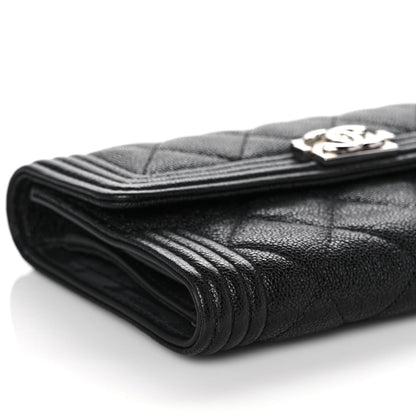 Chanel Caviar Quilted Medium Boy Flap Wallet Black 8 of 9