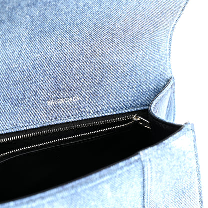 Balenciaga Nappa Denim Printed Small Hourglass Top Handle Bag Denim Blue 6 of 11