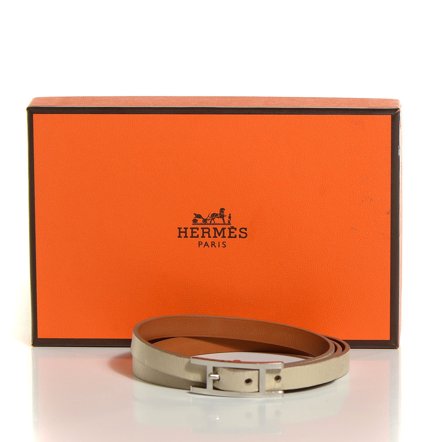 Hermes Swift Hapi 3MM Triple Tour Wrap Bracelet Small Craie 4 of 9