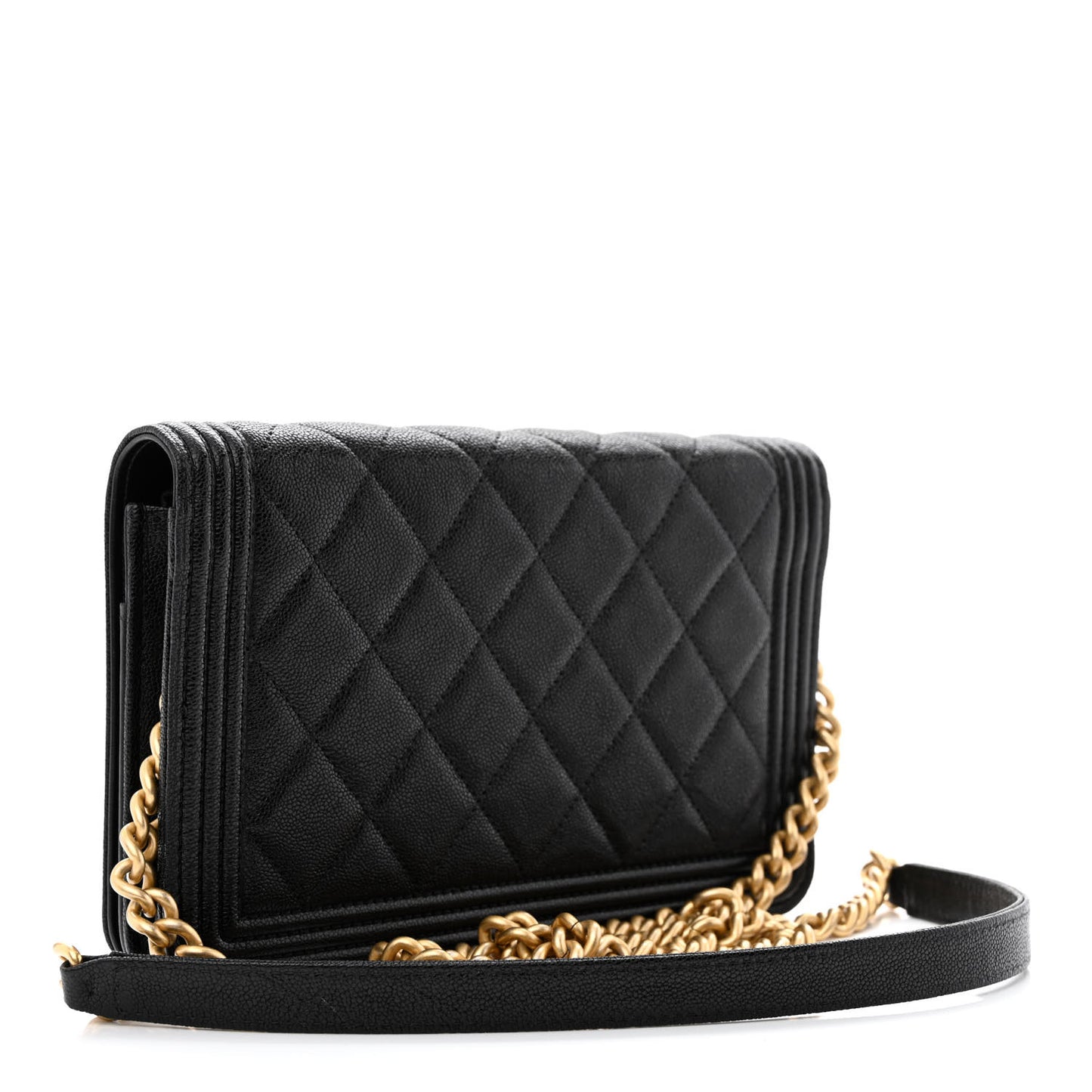 Caviar Quilted Boy Wallet On Chain WOC Black