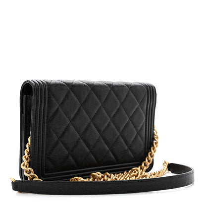 Chanel Caviar Quilted Boy Wallet On Chain WOC Black 3 of 13