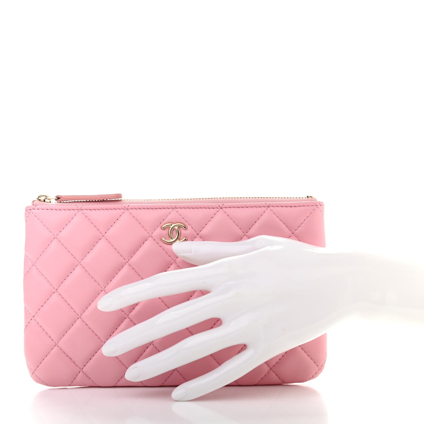 Lambskin Quilted Cosmetic Case Pink