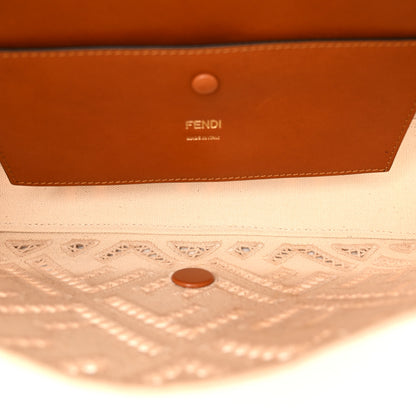 Fendi Canvas Cuoio Agata FF Ajour Embroidered Baguette Grezzo Cuoio 5 of 9