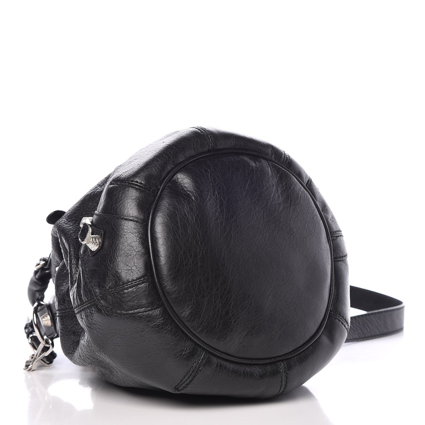 Agneau Giant 12 Silver Hardware Mini Pompon Black