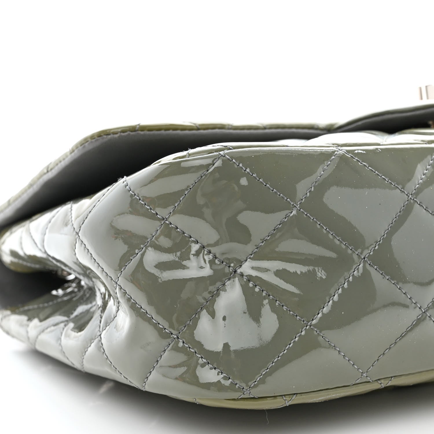 Chanel Patent Quilted Jumbo Single Flap Green 9 of 11