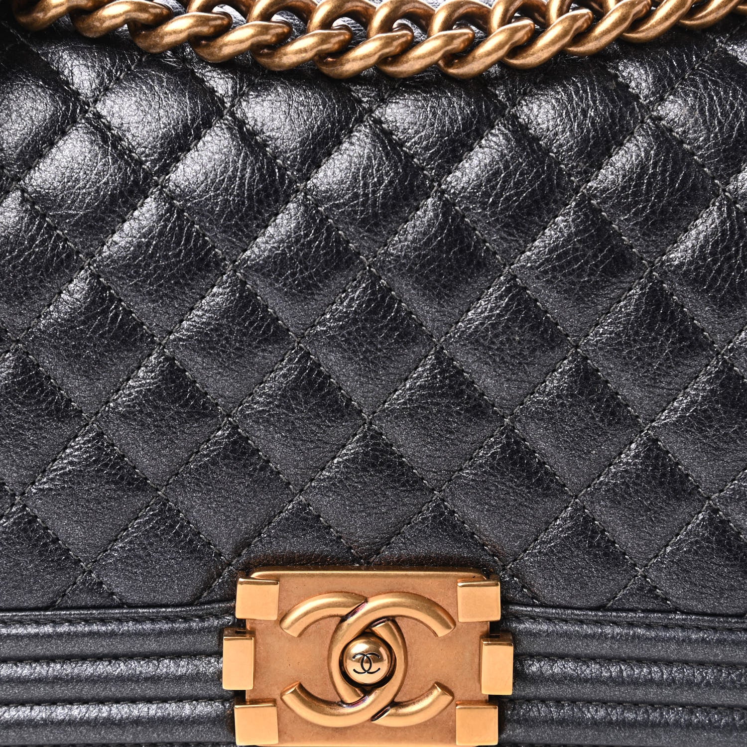 Chanel Metallic Calfskin Quilted Medium Boy Flap Grey 11 of 11