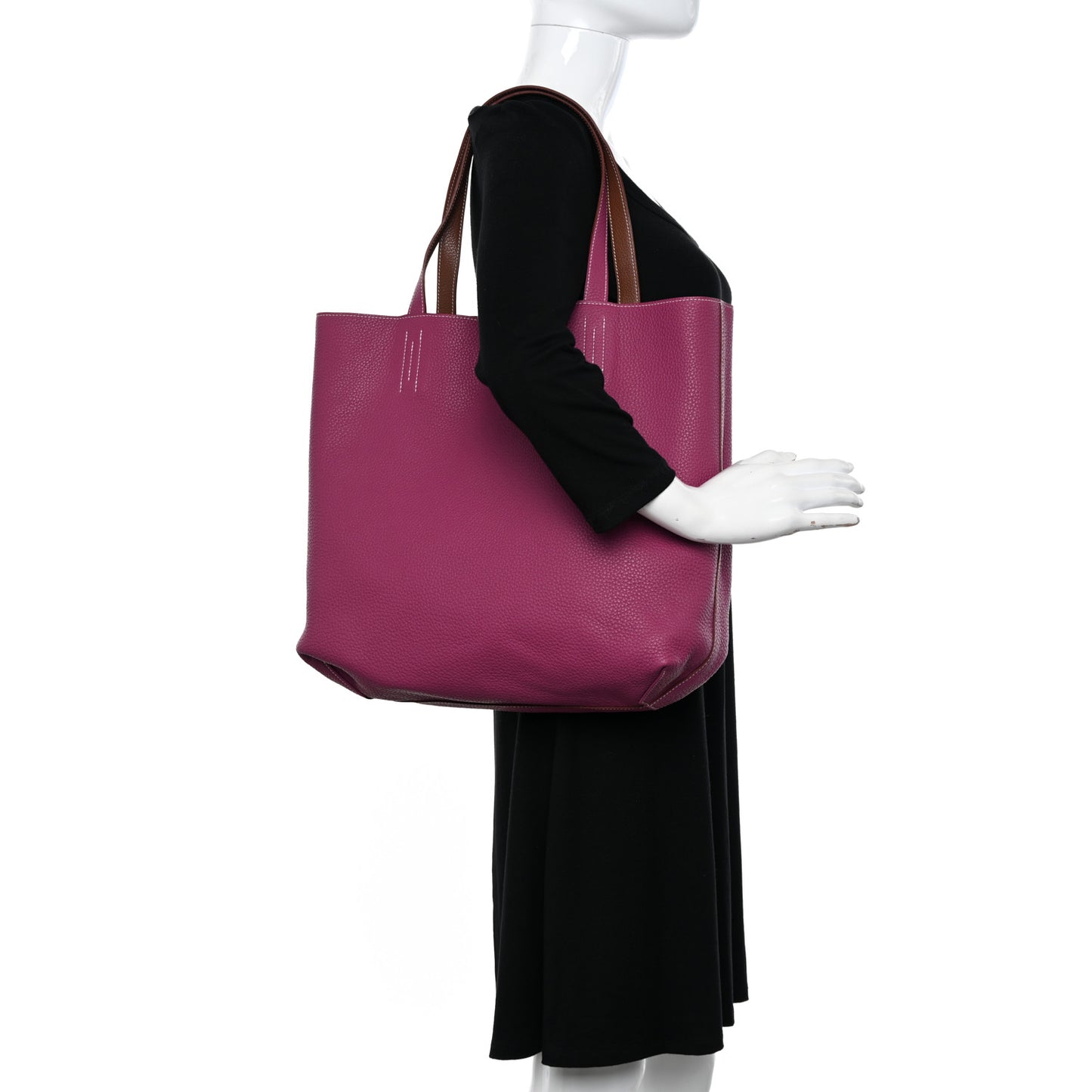 Taurillon Clemence Double Sens 45 Reversible Tote Marron D'Inde Tosca